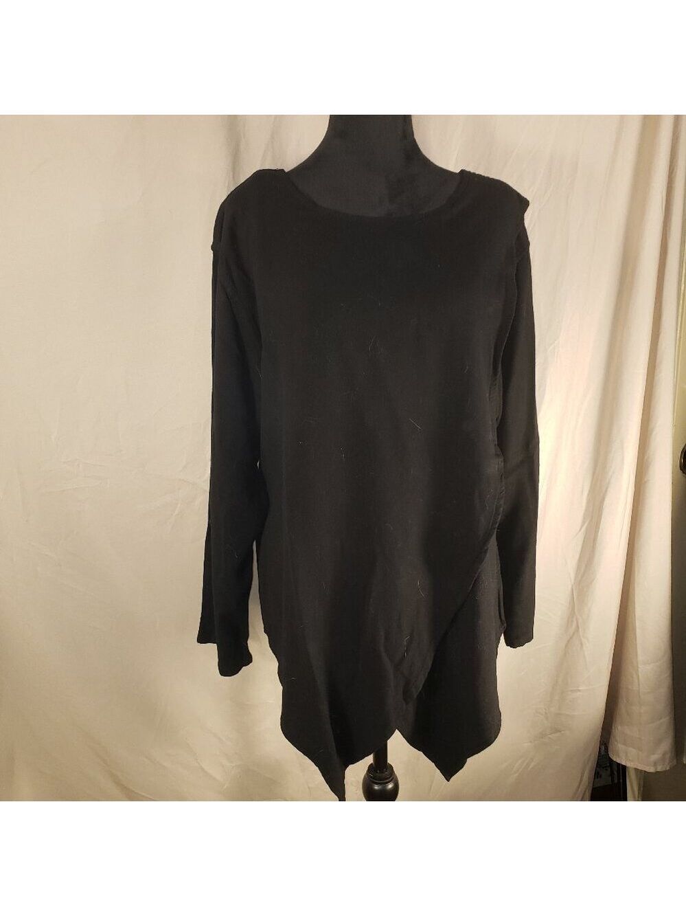 NOMAD Black Tunic w/Unique Draping and Side Slits - 2X